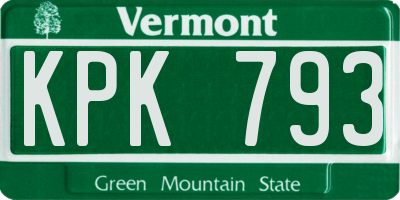 VT license plate KPK793