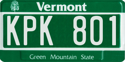 VT license plate KPK801