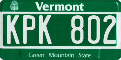 VT license plate KPK802