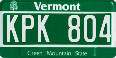 VT license plate KPK804
