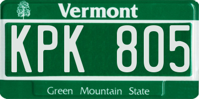 VT license plate KPK805