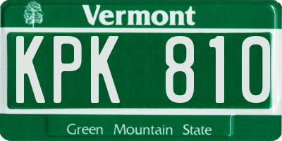 VT license plate KPK810