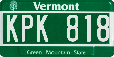 VT license plate KPK818