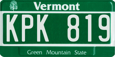 VT license plate KPK819
