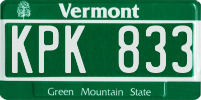 VT license plate KPK833