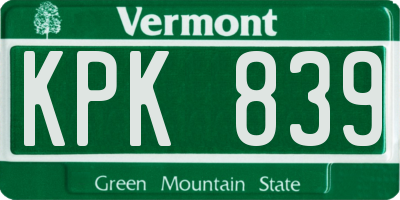 VT license plate KPK839