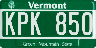 VT license plate KPK850