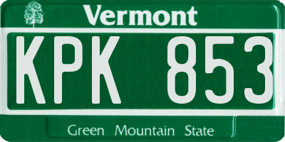 VT license plate KPK853