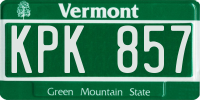 VT license plate KPK857