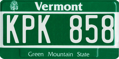 VT license plate KPK858