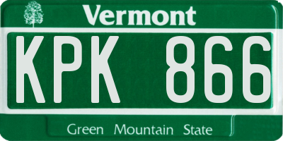 VT license plate KPK866