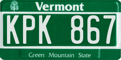 VT license plate KPK867