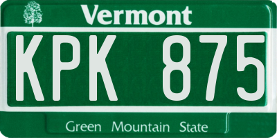 VT license plate KPK875