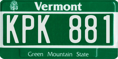 VT license plate KPK881