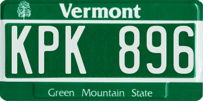 VT license plate KPK896
