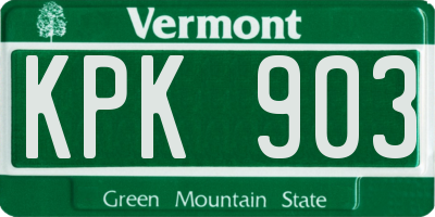 VT license plate KPK903