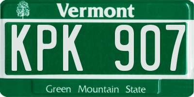 VT license plate KPK907