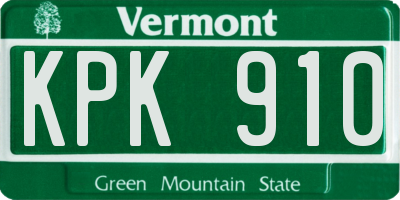 VT license plate KPK910