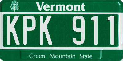 VT license plate KPK911