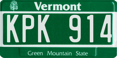 VT license plate KPK914