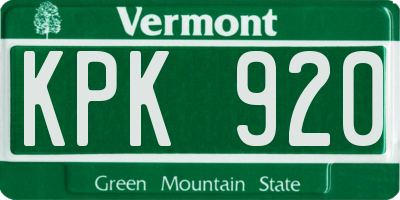 VT license plate KPK920
