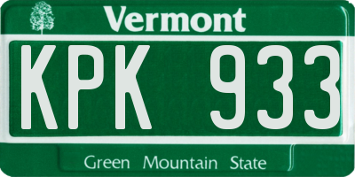 VT license plate KPK933