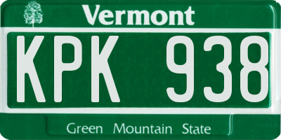 VT license plate KPK938