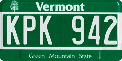 VT license plate KPK942