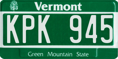 VT license plate KPK945