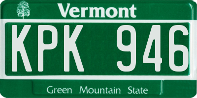 VT license plate KPK946