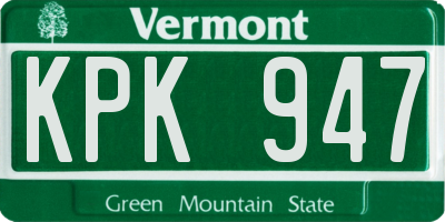 VT license plate KPK947