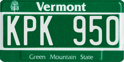VT license plate KPK950