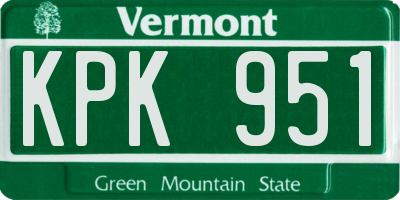 VT license plate KPK951