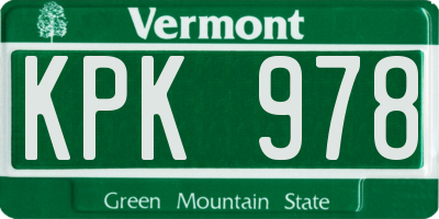 VT license plate KPK978