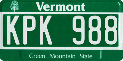 VT license plate KPK988