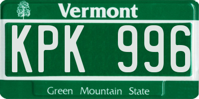 VT license plate KPK996