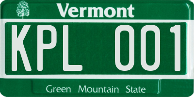 VT license plate KPL001
