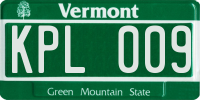 VT license plate KPL009