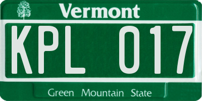 VT license plate KPL017