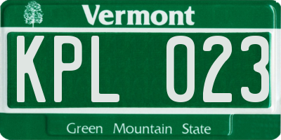 VT license plate KPL023