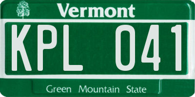 VT license plate KPL041