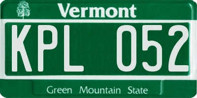 VT license plate KPL052