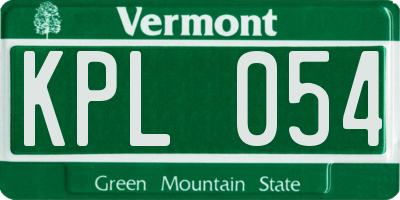 VT license plate KPL054