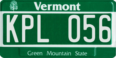 VT license plate KPL056