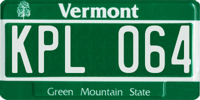 VT license plate KPL064