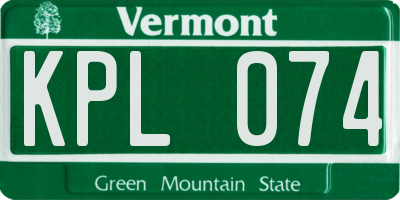 VT license plate KPL074
