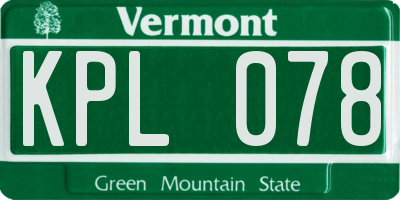 VT license plate KPL078