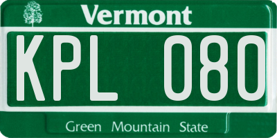 VT license plate KPL080