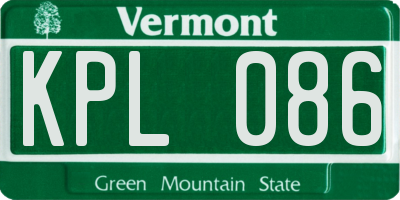 VT license plate KPL086