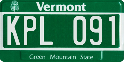 VT license plate KPL091